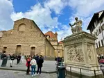 view of piazza san lorenzo, basilica and medici statue